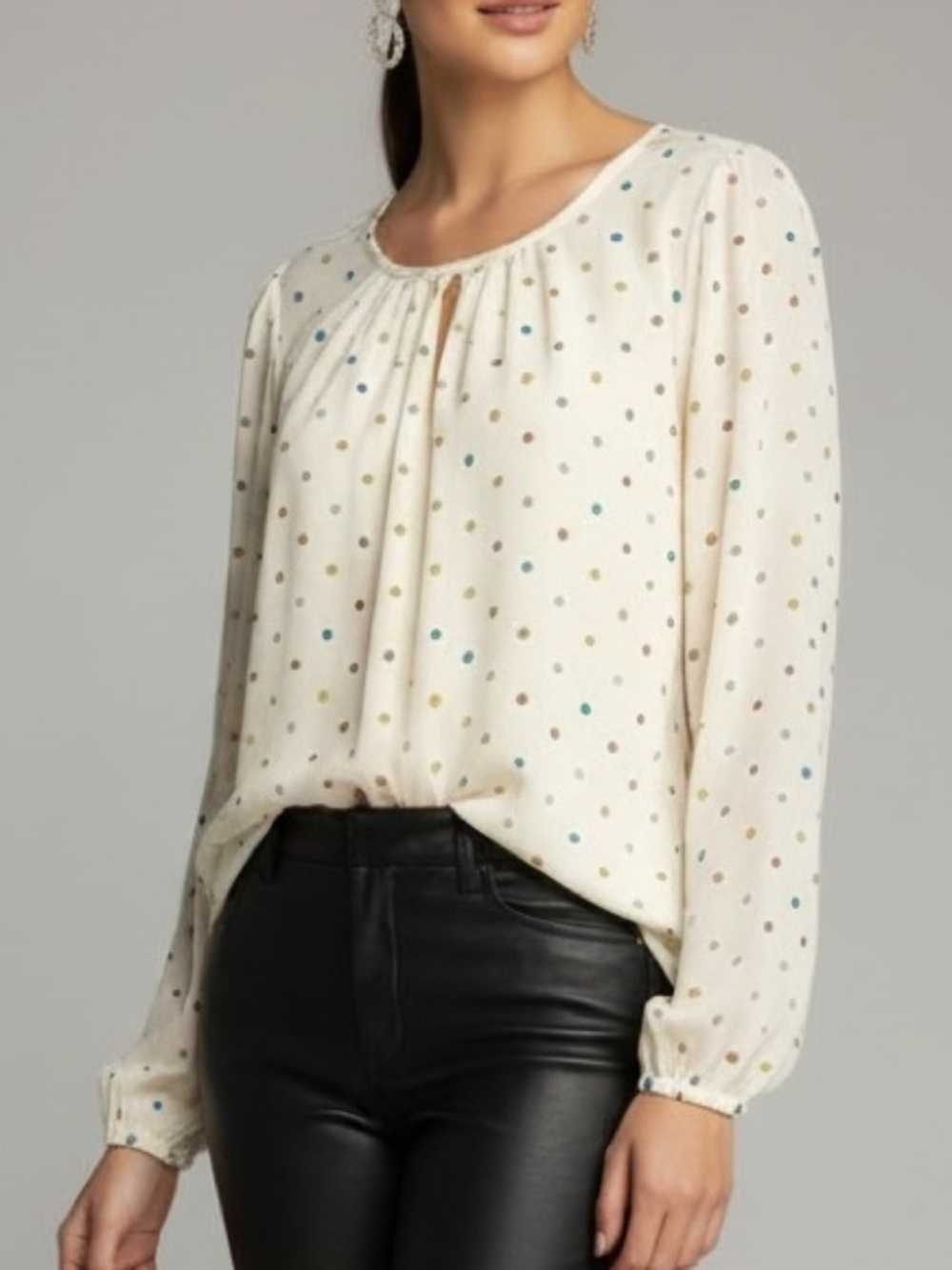 ModCloth Cream Polka Dot Long-Sleeve Kids Dress